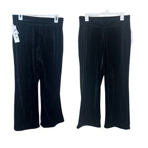 New York Laundry Petite Pants Black Pull On Velour Size Petite Large NWT